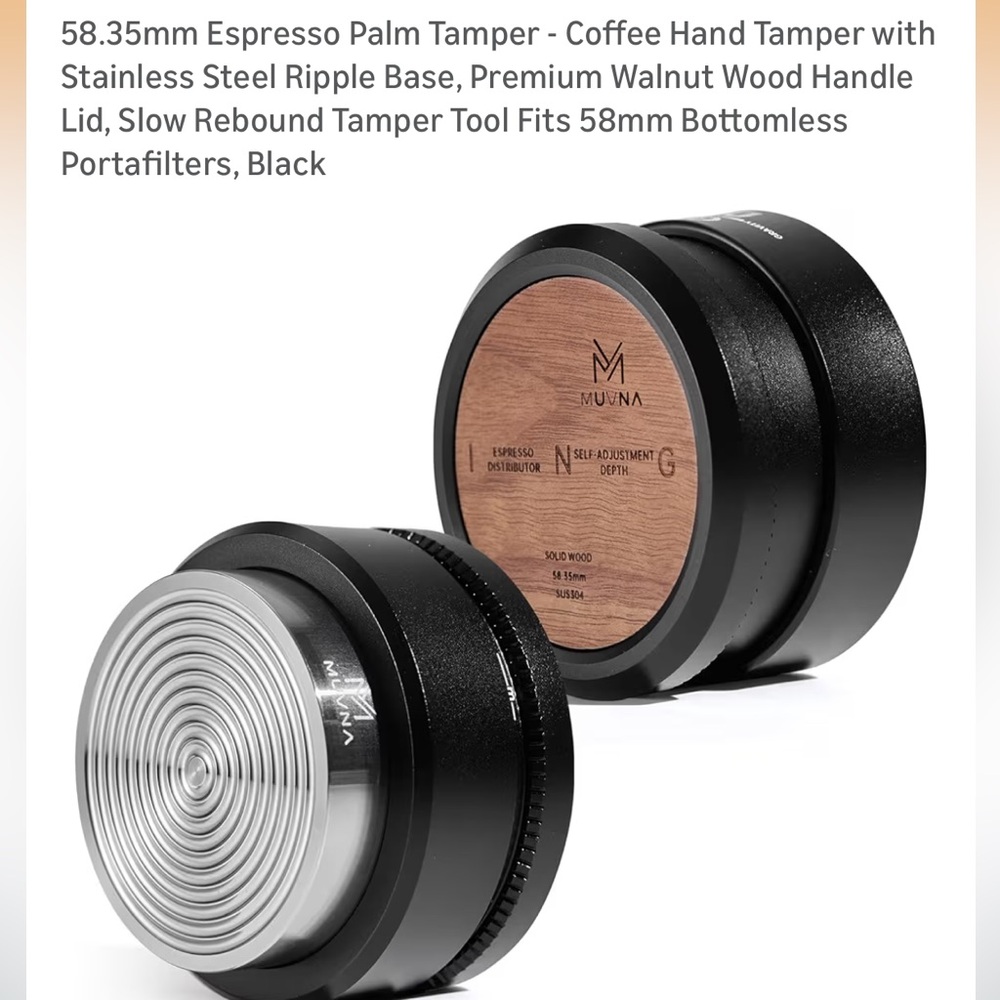 58.35mm Espresso Palm Tamper with Walnut Handle